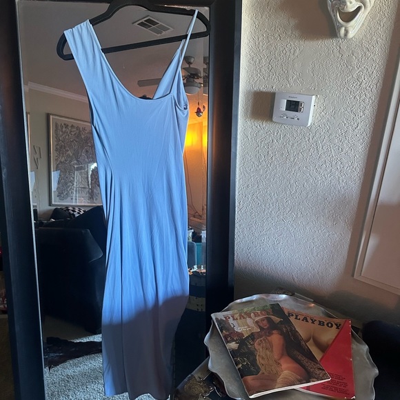 Zara One Shoulder Blue Dress - Picture 3 of 5
